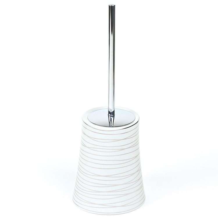 Toilet Brush, Gedy 3933-73, Grey and Silver Finish Ceramic Round Toilet Brush Holder